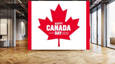 1 July is Happy Canada Day background template with Canada flag maple leaf. Holiday concept. use to background, banner, placard, card, and poster design. celebrating Canada independence day banner. Wall mural