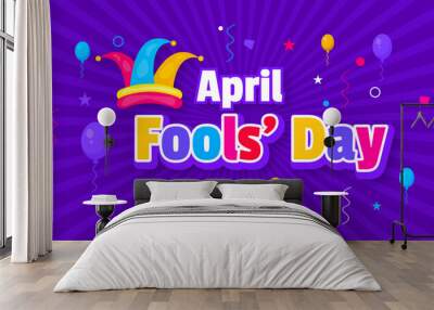 April fools day background or banner design template with funny prank illustration vector for april fools day event 1 april celebration Wall mural