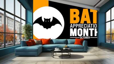 Bat Appreciation Month background or banner design template is observed every year in October. Holiday concept. Template for card, poster, placard, template. eps 10 Wall mural