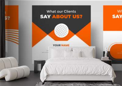 Customer feedback testimonial social media post web banner template. client testimonials social media post web banner design template with orange color Wall mural