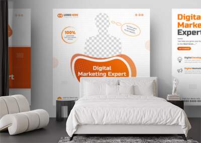 digital marketing post banner, digital marketing social media post banner. business marketing post banner. digital marketing banner.  Wall mural