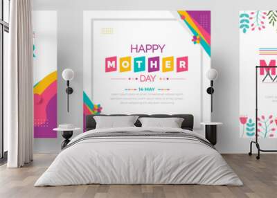 happy mother day social media post banner design or background design template set. Wall mural