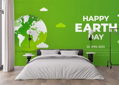 happy world earth day background or banner design template with green color. Wall mural