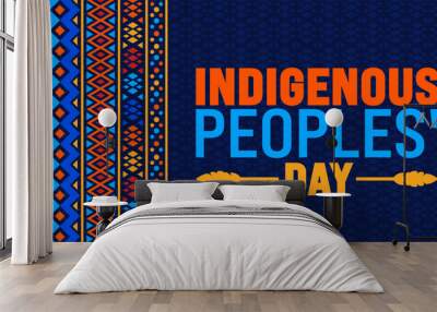 Indigenous peoples' Day ornament background or banner design template is observed every year in October. Holiday concept. Template for card, poster, placard, template. Wall mural