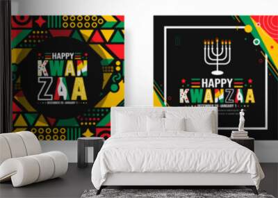 Kwanzaa ‍social media post banner design template set use to background, banner, placard, card, and poster design template with text inscription and standard color. vector. Wall mural