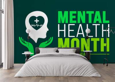 March is National Mental Health Month background template. Holiday concept. use to background, banner, placard, card, and poster design template with text inscription and standard color. vector Wall mural