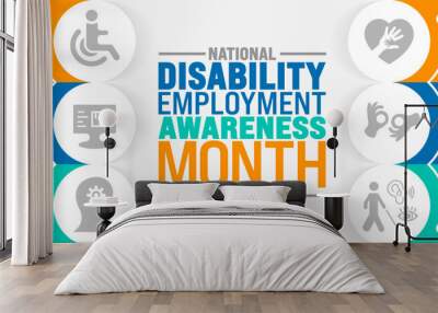 National Disability Employment Awareness Month background or banner design template is observed every year in October. Holiday concept. Template for card, poster, placard, template. eps 10 Wall mural