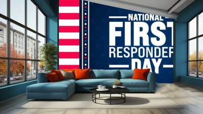 National First Responders Day background or banner design template is observed every year in October. Holiday concept. Template for card, poster, placard, template. eps 10 Wall mural