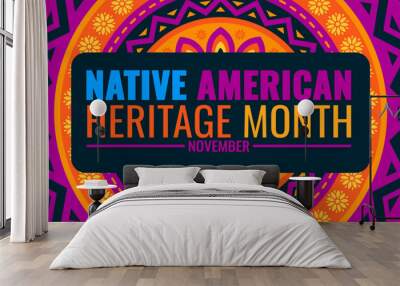 Native American heritage month geometric shape pattern Background or banner. American Indian culture. Indian American heritage month background. use to card, poster, placard, card and background. Wall mural