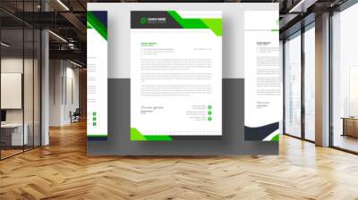 official minimal creative abstract professional newsletter corporate modern business proposal letterhead design template set with green color. letter head design set with green color.  Wall mural