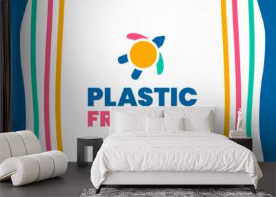 Plastic Free July background, banner, poster and card design template celebrated in July. Wall mural