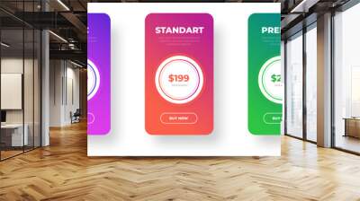 pricing table and pricing chart Price list vector template for web or app. Ui UX design tables with tariffs, subscription and business plans. Comparison business web plans, 3 column grid design. Wall mural