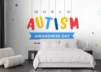 world autism awareness day background design template. world autism day colorful puzzle vector banne Wall mural