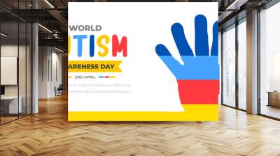 world autism awareness day background design template. world autism day colorful puzzle vector banne Wall mural