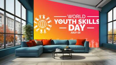 World Youth Skills Day background, banner, poster and card design template with standard color celebrated in july. Wall mural