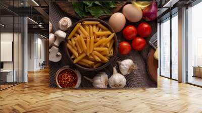 Pasta ingredients to cook Wall mural