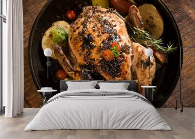 roasted chicken with vegetables Wall mural