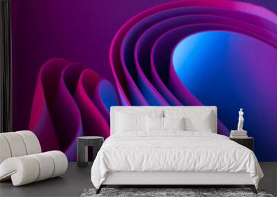 Abstract flowing elements with neon led illumination. Cyber, futuristic background.	 Wall mural