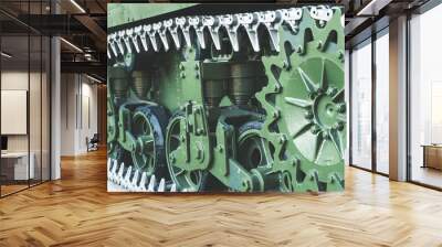 Vintage war tank wheels on the track Wall mural