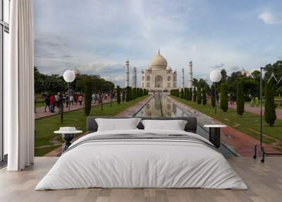 The Taj Mahal with four minarets, Agra, Uttar Pradesh, India Wall mural