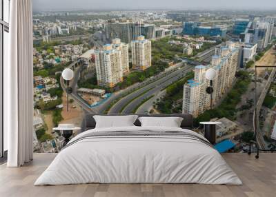 Gurgaon drone aerial view during Coronavirus Lockdown Wall mural