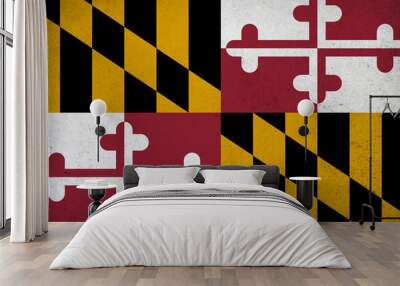 Flag of Maryland, High Quality fabric and Grunge Image of Maryland USA. USA states Maryland Fabric flag. Wall mural