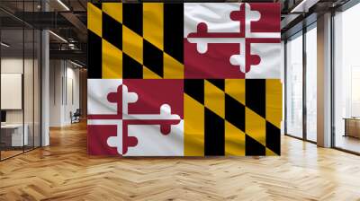 Flag of Maryland, High Quality fabric and Grunge Image of Maryland USA. USA states Maryland Fabric flag. Wall mural