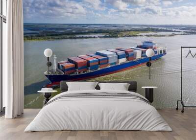 Large container ship entering port in Jacksonville, FL. Wall mural