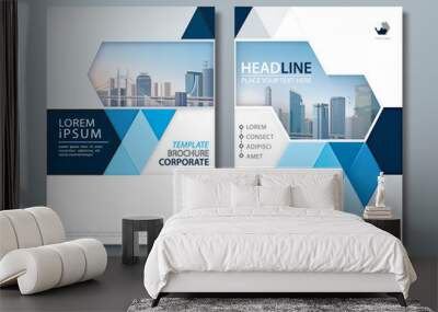 Blue annual report brochure flyer design template, Leaflet cover presentation, book cover, layout in A4 size Wall mural