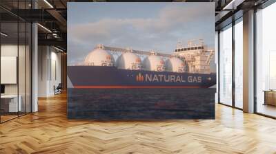 Cargo ship transporting natural gas. Realistic 3D render. Wall mural