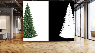 Christmas tree with silver and gold decorations. Clipping mask. Wall mural