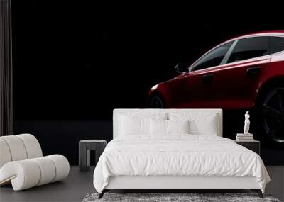 Red sports car on elegant dark background. Wall mural