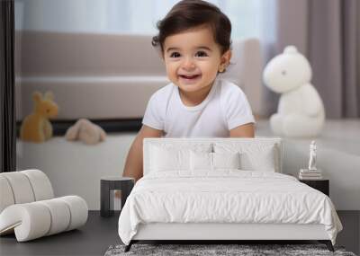 cute indian little baby having fun Wall mural