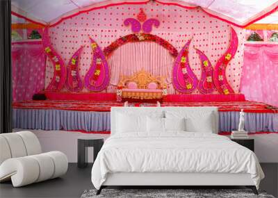 indian wedding ceremony :stage decoration  for groom and bridal  Wall mural