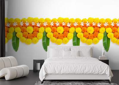 Marigold Flower rangoli Design for Diwali Festival , Indian Festival flower decoration Wall mural