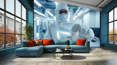 scientist holding wafel in laboratory Wall mural