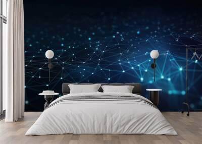 simple network grid connect, digital technology line connect network background Wall mural