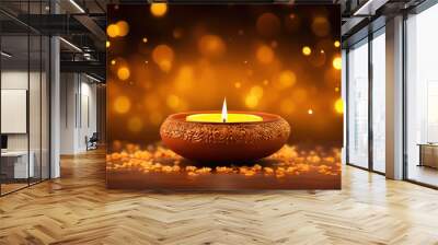 Traditional Burning oil lamp or diya. diwali festival concept. Wall mural