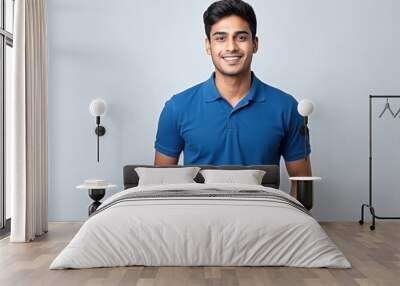 young man in blue color t shirt Wall mural