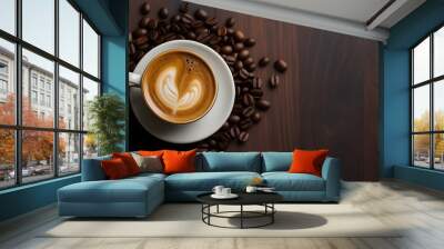 cup of coffee on table Wall mural