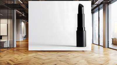 Matte Lipstick Tube: A matte black lipstick tube standing upright on a white background, with minimal reflections and clean lines.
 Wall mural