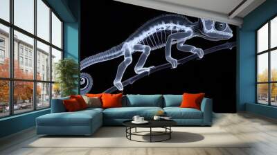 X-ray of a Chameleon Gripping a Branch: X-ray image of a chameleon gripping a branch, showing the skeletal adaptation of its limbs. 
 Wall mural