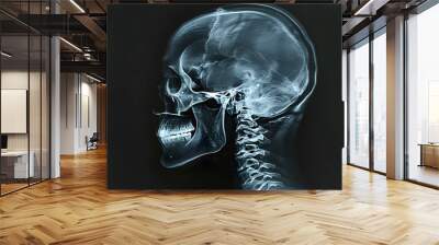 X-Ray of a Human Head: Lateral X-ray view of a human head, showing skull and cervical spine.
 Wall mural