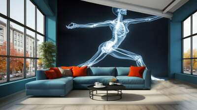 X-Ray of Yoga Pose: An X-ray depiction of a person holding a yoga pose, with muscles and bones shown in perfect alignment and balance.
 Wall mural