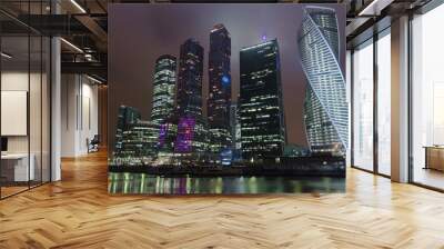 Skyscrapers International Business Center City night timelapse hyperlapse, Moscow, Russia Wall mural