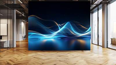 abstract blue wave Wall mural