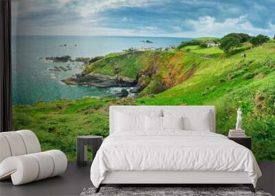 Pannoramic view at the tip of Lizard Point,overlooking calm blue seas. Wall mural