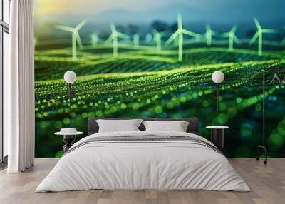 abstract Futuristic green energy background highlighting sustainable innovation Wall mural