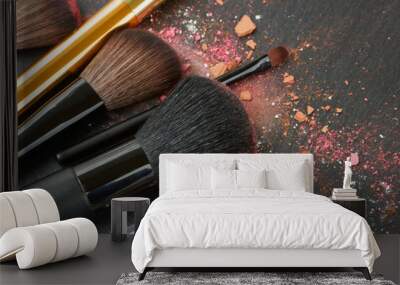 brushes on eye shadows palette Wall mural