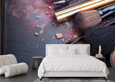 brushes on eye shadows palette Wall mural